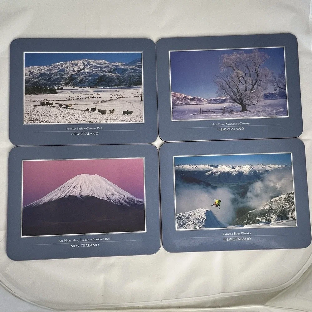 Set‎ of 4 New Zealand Scenic Cork Back Placemats Coronet Peak Ngauruhoe Wanaka